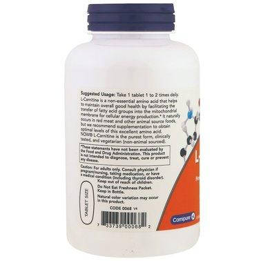 Жироспалювач NOW Foods L-Carnitine 1000 mg 100 Tabs, фото 4