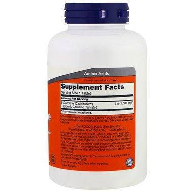 Жироспалювач NOW Foods L-Carnitine 1000 mg 100 Tabs, фото 3