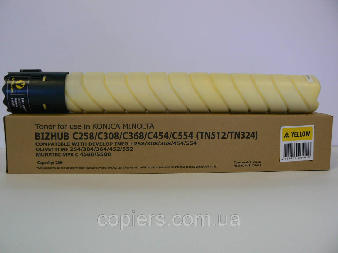 Тонер картридж TN512 / TN324 Y Konica Minolta Bizhub C258/ C308/ C368/ C454/ C554, Tomoegawa, Japan, tn-512y