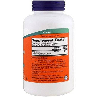 Мінеральна добавка NOW Foods Magnesium Citrate Pure Powder 227 g, фото 3