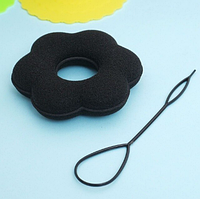 Пончик для создания гульки в форме цветка + инструмент для создания прически, цвет - черный