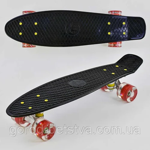 Скейт Пенні борд 0990 Best Board Чорний дошка 55 см PU колеса світяться колеса
