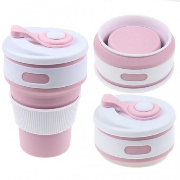 Складаний силіконовий стакан Collapsible Coffe Cup з кришкою 350 мл