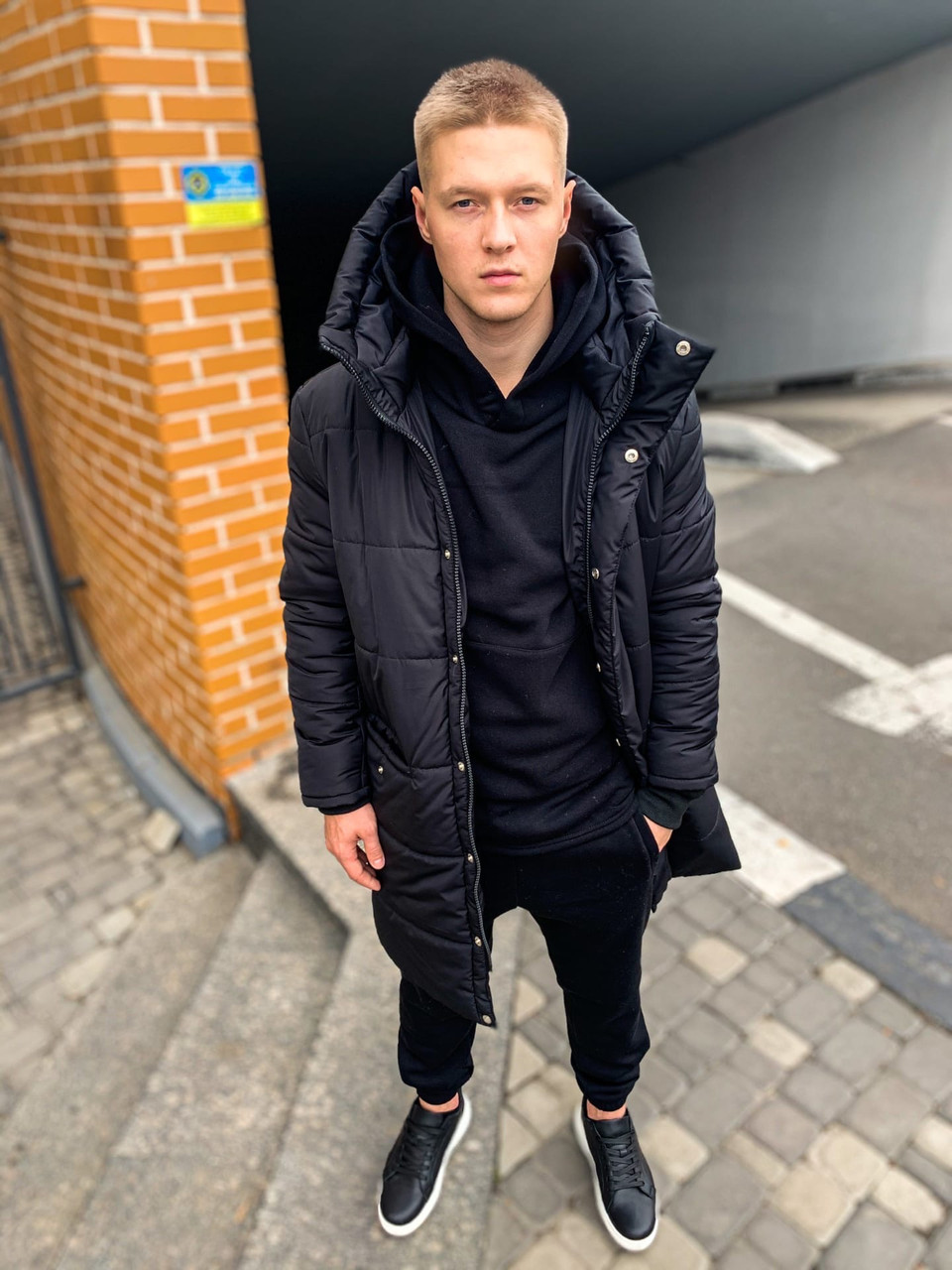 Чоловіча зимова куртка ASOS parka long BRK пуховик утеплена чорна парка Асос довга
