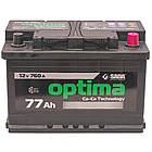 Автомобільний акумулятор Sada Optima 6СТ-12В 77Аг R+760А Угорщина, фото 2