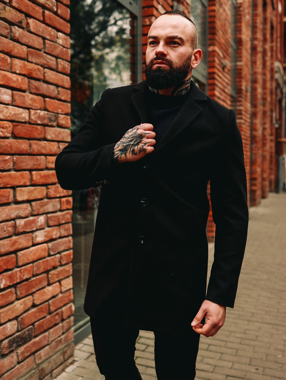 Чоловіче весняне / осіннє чорне пальто Asos Асос, Туреччина, фото 1
