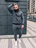 Чоловічий темно-сірий спортивний костюм змійка, петля, фото 5