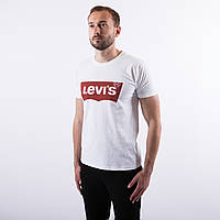 Мужская белая футболка с принтом "Levis"