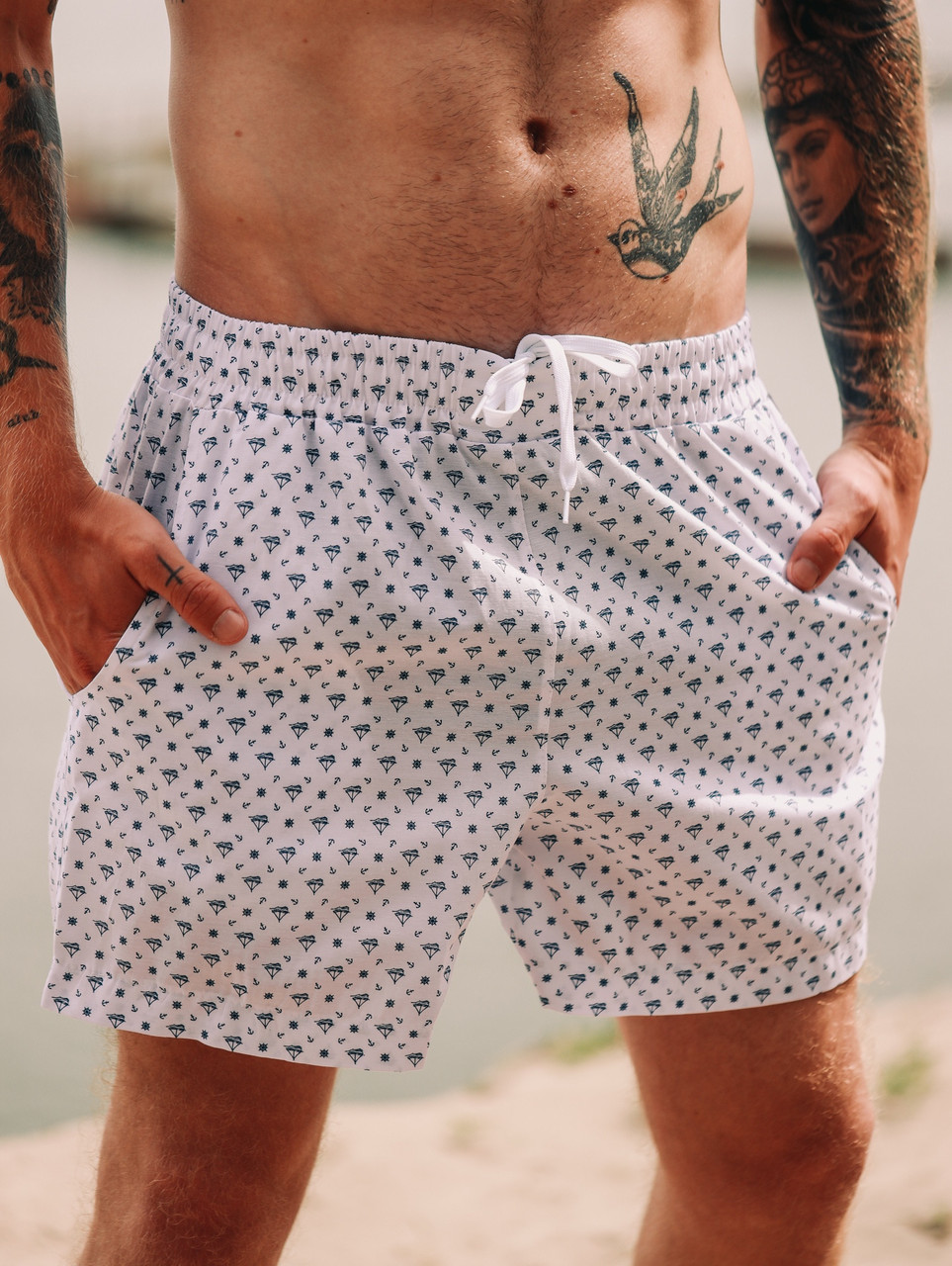 Чоловічі білі пляжні шорти ASOS "Яхточки", фото 1