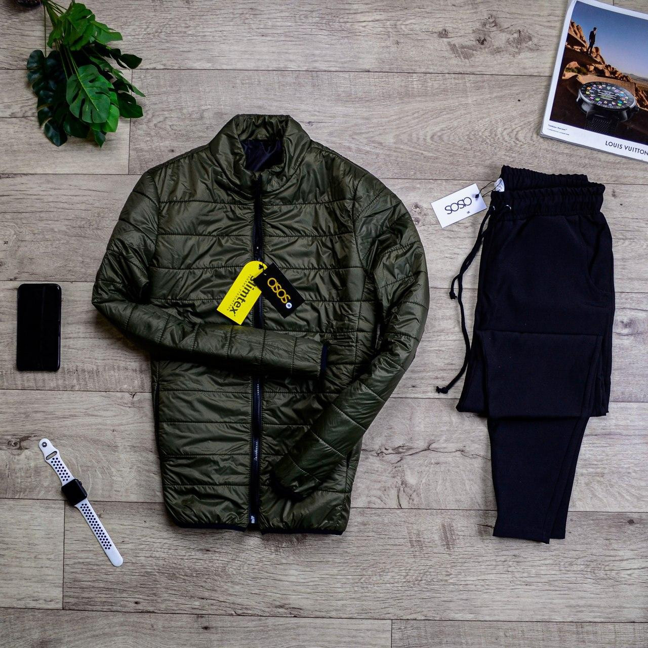 Чоловічий комплект зелена куртка + чорні штани ASOS 2020