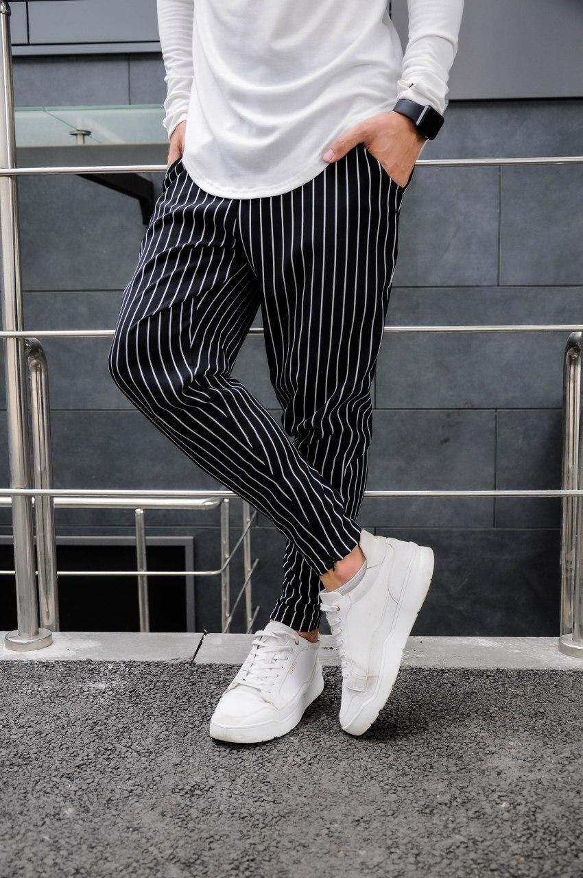 Чоловічі чорні з білим штани ASOS 2020