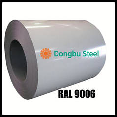 Рулонна сталь "Dongbu Steel" ( Корея) 0,45 мм — гладкий лист із полімерним покриттям RAL 9006