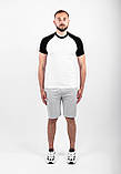 Чоловічий річний комплект двоколірна футболка і шорти меланжеві, фото 2