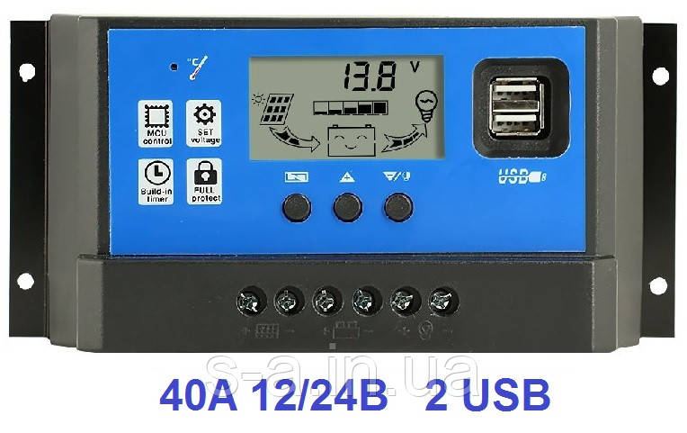 W88-C контроллер заряда для солнечных батарей 12/24В 30А (ID