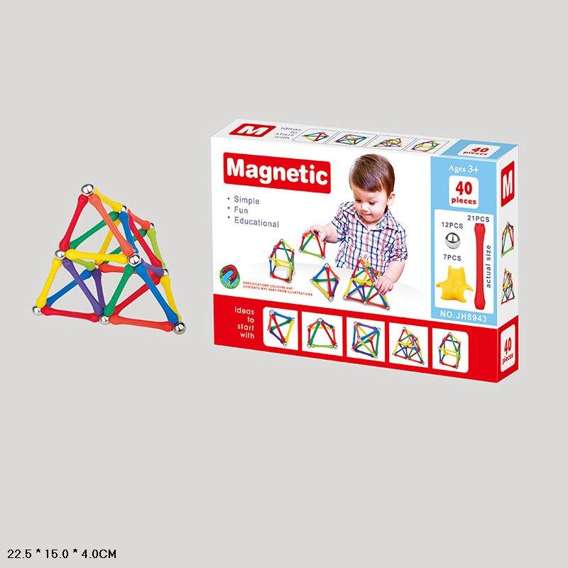 Дитячий магнітний 3D конструктор Magnetic JH8943 у коробці 40 деталей 3Д, що розвиває для дітей з 3 років