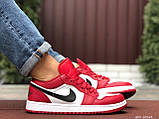 Чоловічі спортивні кросівки Nike Air Jordan 1 Low шкіряні червоні з білим, фото 5