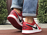 Чоловічі спортивні кросівки Nike Air Jordan 1 Low шкіряні червоні з білим, фото 7