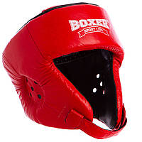 Шолом боксерський відкритий з посиленим захистом верхівки шкіряний червоний BOXER 2029