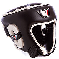 Шлем кожаный боксерский открытый с усиленной защитой макушки черный VELO VL-8195: Gsport