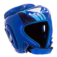 Боксерский шлем открытый с усиленной защитой макушки кожаный синий BAD BOY BD09: Gsport