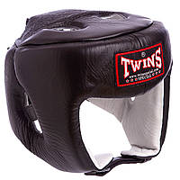 Шлем кожаный боксерский открытый с усиленной защитой макушки черный TWINS HGL-4: Gsport