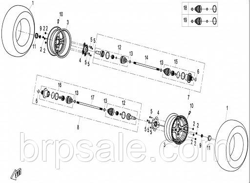 Шрус внутрішній, задній, правий CFMoto BEARING KIT,MOTION END (RH)