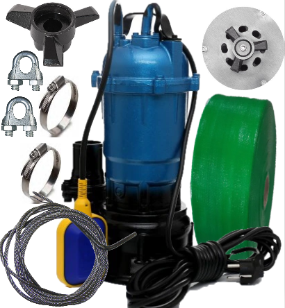 Фекальний насос з НОЖЕМ EURO ForWateR 2.5 кВт, + рукав 10м (або 20м)з гайками 2 роки гарантія, фото 1