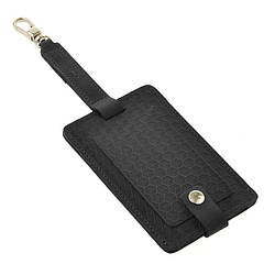 Шкіряна бирка для багажу Бланк-тег чорна Карбон
