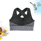 Спортивний жіночий костюм для фітнесу 3 предмети. Фітнес-костюм-трійка — лосини, топ, рашгард, M (чорний), фото 9