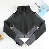 Спортивний жіночий костюм для фітнесу 3 предмети. Фітнес-костюм-трійка — лосини, топ, рашгард, M (чорний), фото 8