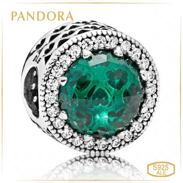 Пандора Шарм Зеленое сияющее сердце Pandora 791725NSG
