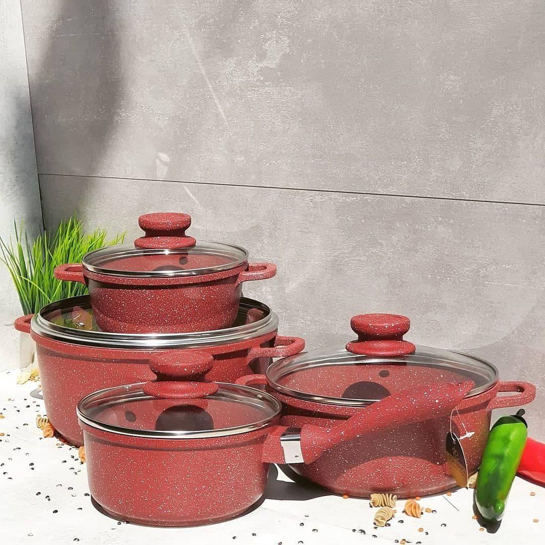 Набір казанів каструль із мармуровим покриттям Edenberg EB-9183 8 предметів Набір посуду з індукційним дном, фото 1