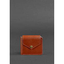 Шкіряне портмоне 4.2 на кнопці світло-коричневе
