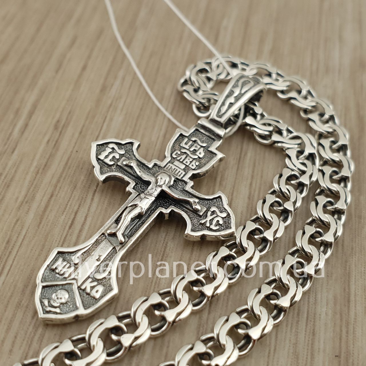 Купить Комплект!!! Серебряную цепочку с крестиком. Мужскую цепь бисмарк ...