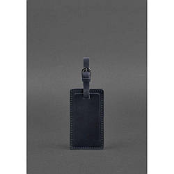 Шкіряна бирка для багажу 3.0 Темно-синя Crazy Horse