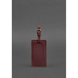 Шкіряна бирка для багажу 3.0 Бордова Crazy Horse