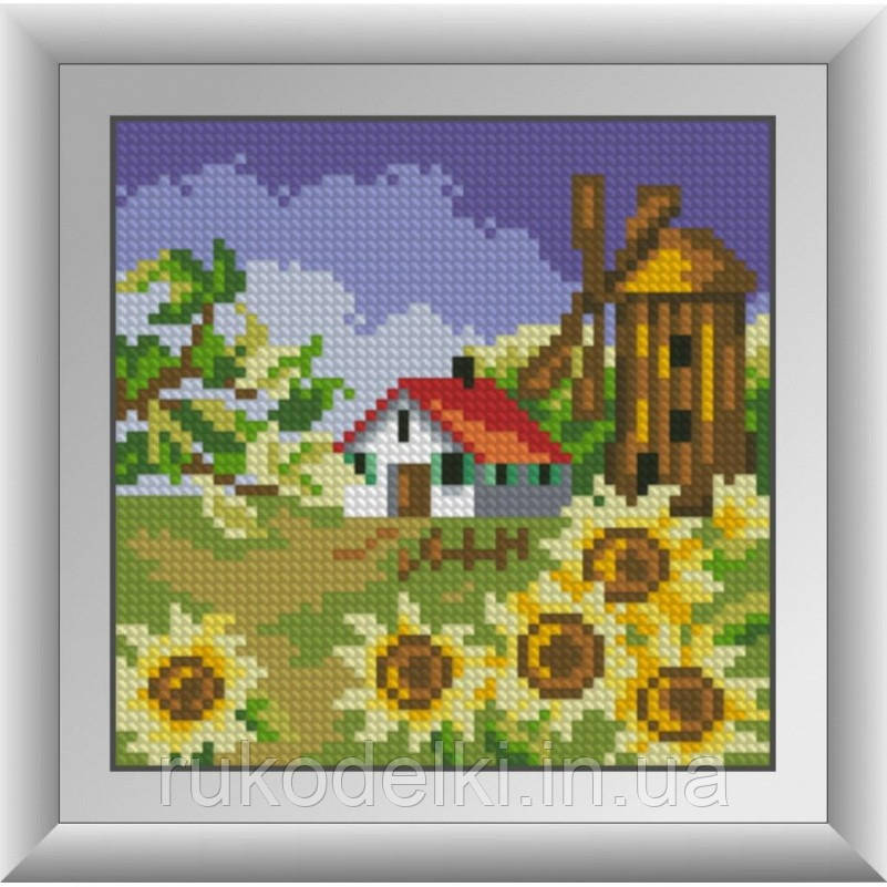 Набір для малювання камінням алмазна живопис Dream Art Млин з соняшниками (квадратні, повна) 30678D