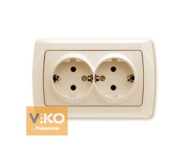 Розетка VIKO Carmen 2гнізда із заземленням кремова 90562056-UA1