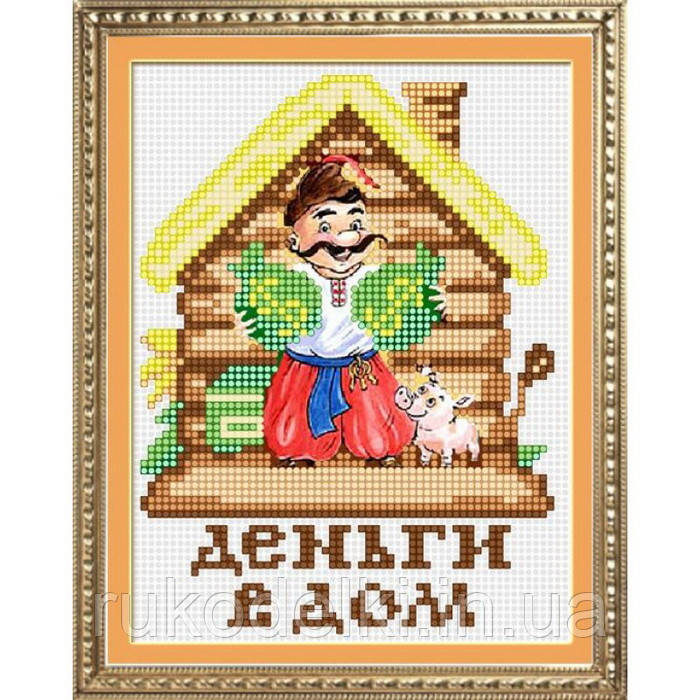 Набір для малювання камінням алмазна живопис Dream Art Гроші в будинок (оберіг козачок) (круглі камені,