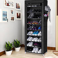 Шкаф Складной тканевый гардероб для обуви на 9 полок Combination Shoe Frame Обувной стеллаж Черный