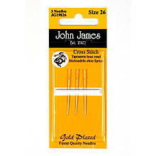 Набір гобеленових голок покритих золотом №28 (3 шт) John James JG19828