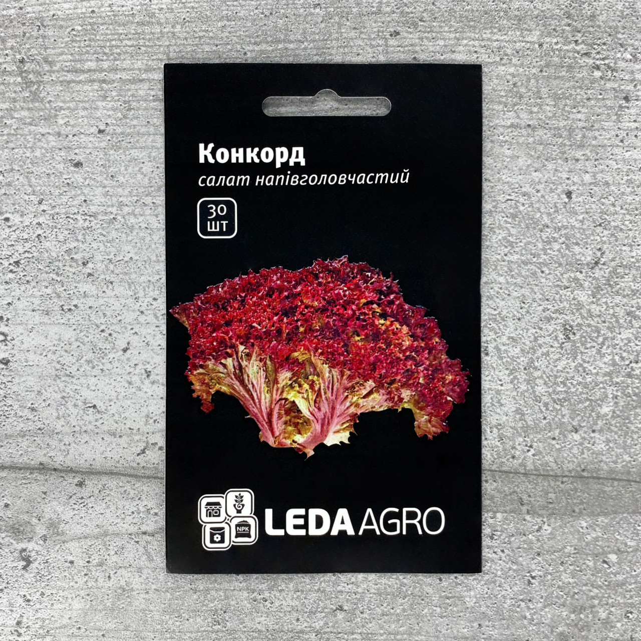 Салат Конкорд Лолло Россо 30 шт насіння пакетоване Leda Agro