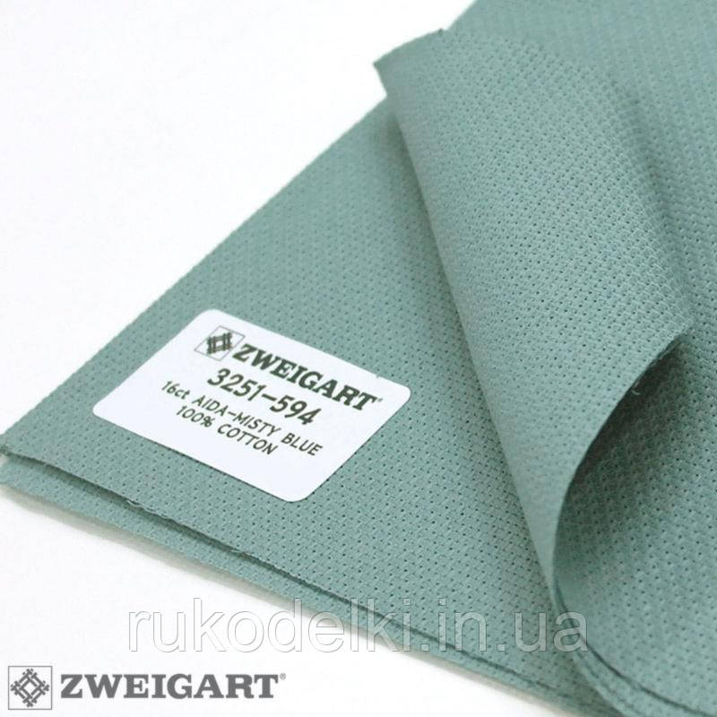 Канва Zweigart 16 (1,5 м х 1 м ) туманно-синій 3751/594