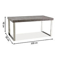 Прямоугольный журнальный столик Signal Rosa 100х50х46см со столешницей из МДФ в цвете бетон для холла лофт