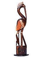 Статуетка птах дерев'яний Цапля з чубчиком висота 80см
