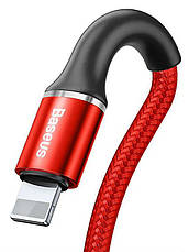 Кабель для зарядки телефона/ смартфона Baseus USB - Lightning 2.4 A 1 м Червоний/ Чорний (CALGH-B09), фото 3