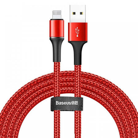 Кабель для зарядки телефона/ смартфона Baseus USB - Lightning 2.4 A 1 м Червоний/ Чорний (CALGH-B09), фото 1
