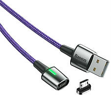 Магнітний кабель для зарядки телефона/ смартфона Baseus USB - Micro USB 1 м Фіолетовий (CAMXC-A05), фото 3