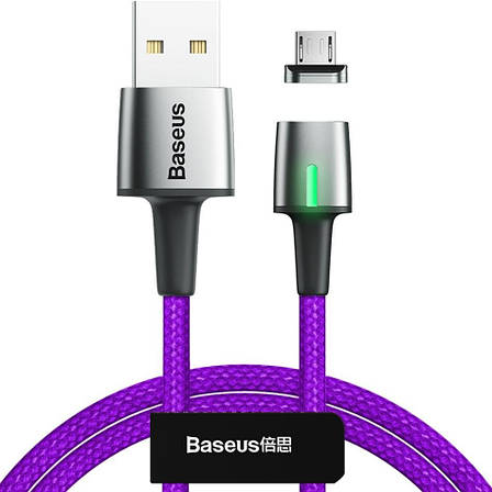 Магнітний кабель для зарядки телефона/ смартфона Baseus USB - Micro USB 1 м Фіолетовий (CAMXC-A05), фото 1