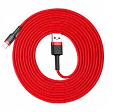Кабель для зарядки телефона/ смартфона Baseus USB - Lightning 2 A 3 м Червоний/ Чорний (CALKLF-R09), фото 3